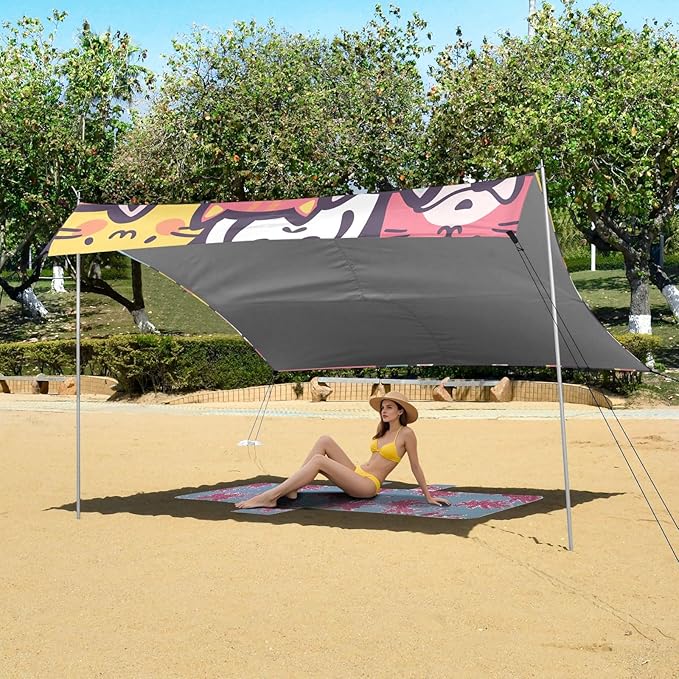 Rainbow Cats Camping Sun Shelter Beach Tent Portable Beach Sun Shade Outdoor Canopy for Camping Trips Fishing Picnic