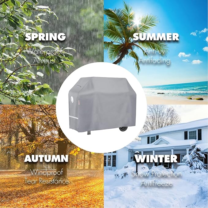Turtle Life BBQ Grill Cover 72 Inch Heavy Duty Waterproof 4-6 Burner Barbecue Gas Grill Covers for Weber Genesis Char-Broil Brinkmann Gray