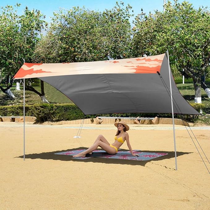 Camping Sun Shelters Red Flowers in The Valley Beach Canopy 126 * 110.2in