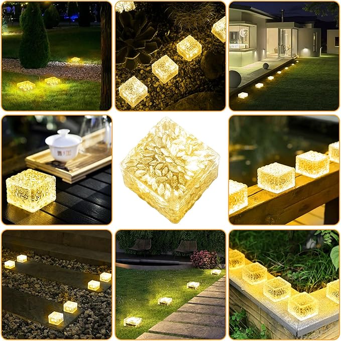 Solar Brick Lights Outdoor Waterproof Patio Brick Lights Garden Decor for Outside 6 Packs for PatioYardWalkwayPathway Decor