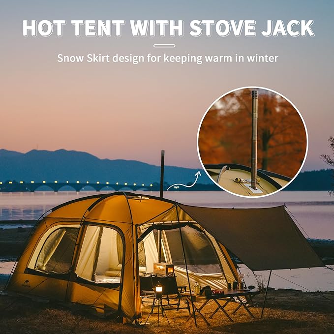 Naturehike Dune Hot Tent with Stove JackDouble Layer 4 Season TentWaterproof 2-4 Person Tents for Camping
