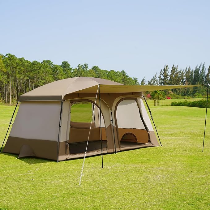 Vidalido Tents6-8 Person Camping Tent with Extended Vestibule2 Room Weather Resistant Family TentsEasy Install Waterproof Outdoor Tent for Backpacking and Camping Hiking