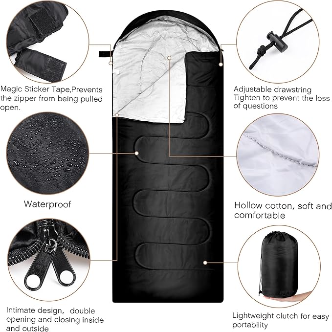 Preboun 72 Pcs Bulk Sleeping Bags Set for Adults Homeless 24 Sleep Bag 24 Beanies 24 Gloves 4 Season Cold Warm Weather Sleeping Bags Waterproof Lightweight for Outdoor Hiking Travel