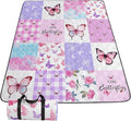 Outdoor Picnic BlanketPortable Sandproof Waterproof Picnic MatPink Checkerboard Butterfly Printed Camping Beach Mat for Sand and Wet Grass Hiking (Checkerboard L)