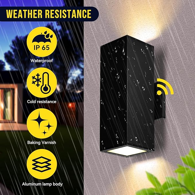 Outdoor Light Fixture Dusk to Dawn 2 Pack Matte Black Modern Porch Light IP65 3000K LED Bulbs Exterior Lighting Fixtures Outdoor Wall Lights for House Garage Front Door
