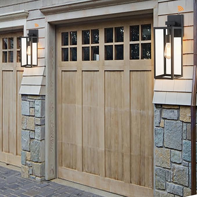 18 Inch Outdoor Wall Light Dusk to Dawn2 Pack Outdoor Lanterns for PorchLarge Outdoor Sconce Lights with SensorPhotocell Wall Lantern for Porch Patio Garage
