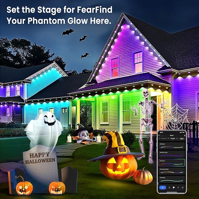 Permanent Outdoor Lights with App &ampP67 Waterproof Smart Eave Lighting Remote Control Eaves Light DIY LED Scenes Modes for ChristmasHalloweenDaily &amp Holiday Party DecorHouse Roof Lighting