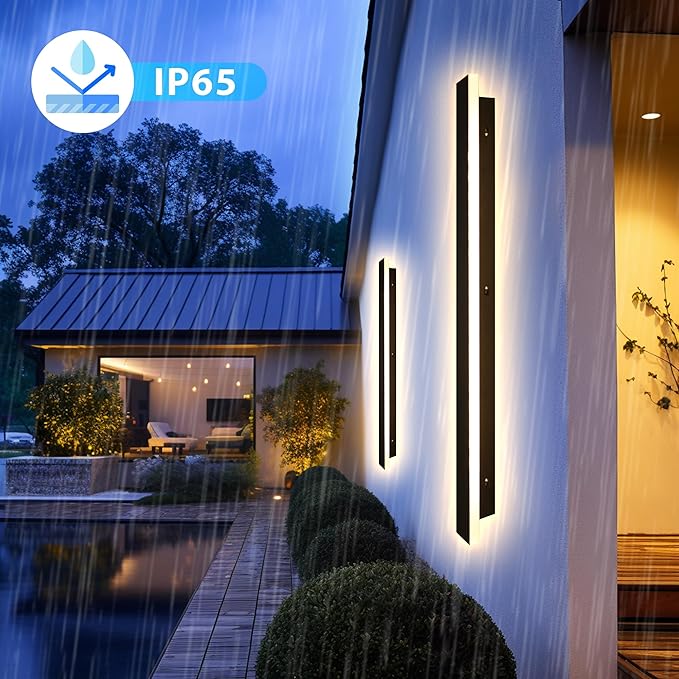 Outdoor Wall Light LED Long Wall Sconce 7.88in Ip65 Waterproof Black Modern Outdoor Lights 3000k 7W Metal Exterior Light Fixture for Porch Light Patio Front Door Yard Garden Villa Living Room