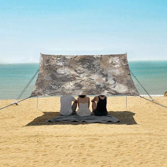 ALAZA Snake Print Beach Tent Sun Shelter UPF50+ Protection Beach Shade Canopy w/ 4 Sandbags for Outdoor Camping Fishing Backyard Fun Picnic 10x9 ft
