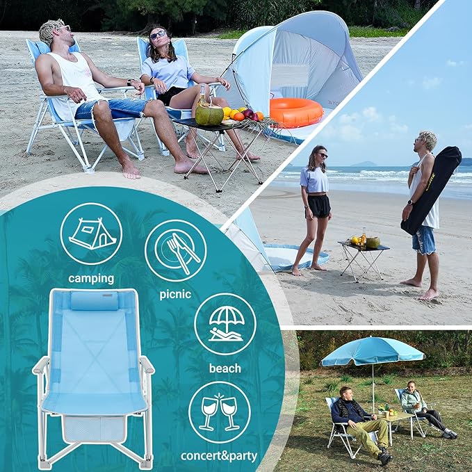 #WEJOY Oversized Heavy Duty Beach ChairFolding High Back Portable Camping Lawn Chairs for Adults with ArmrestHeadrestPocket for Outdoor Camp Festival Sand Concert Travel Picnic BBQ Sport265 LBS