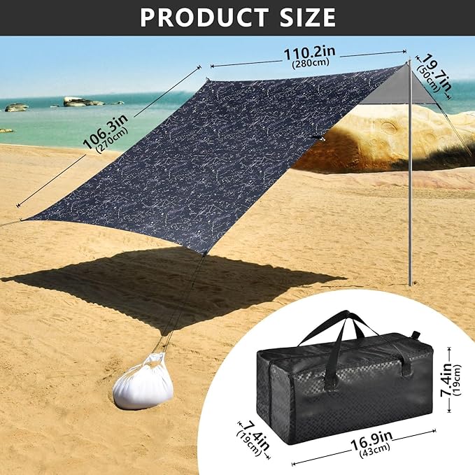 ALAZA Math Formula Sience Beach Tent Sun Shelter UPF50+ Protection Beach Shade Canopy w/ 4 Sandbags for Outdoor Camping Fishing Backyard Fun Picnic 10x9 ft