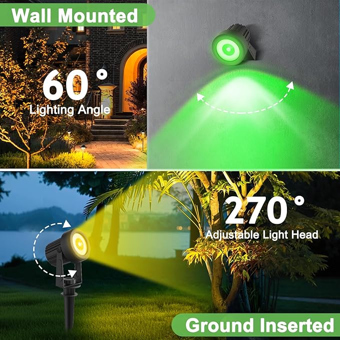Solar Spotlights Outdoor Waterproof RGB Landscape Spotlights Christmas Decorative Solar Spot Lighting for Garden Yard Pathway Lawn Poolside Party 2-in-1 Mounted (RGB 2 Pack)
