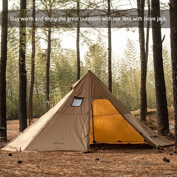 Hot Tent with Stove Jack Onefires Large Teepee Tent for Outdoor Family Camping 4-8 Person | with Stove Jack Large for Family Camping
