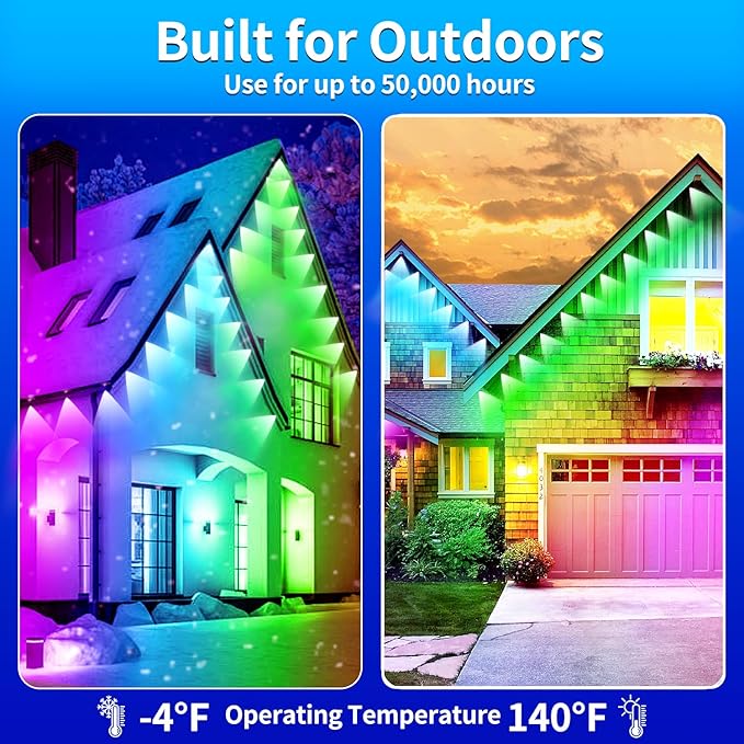200ft permanent outdoor light RGB Smart outdoor eave lights with APP &amp Remote Controltimed Music synchronisation IP67 waterproof LED eave lightsuitable for partyHalloweenChristmasrooftopgar