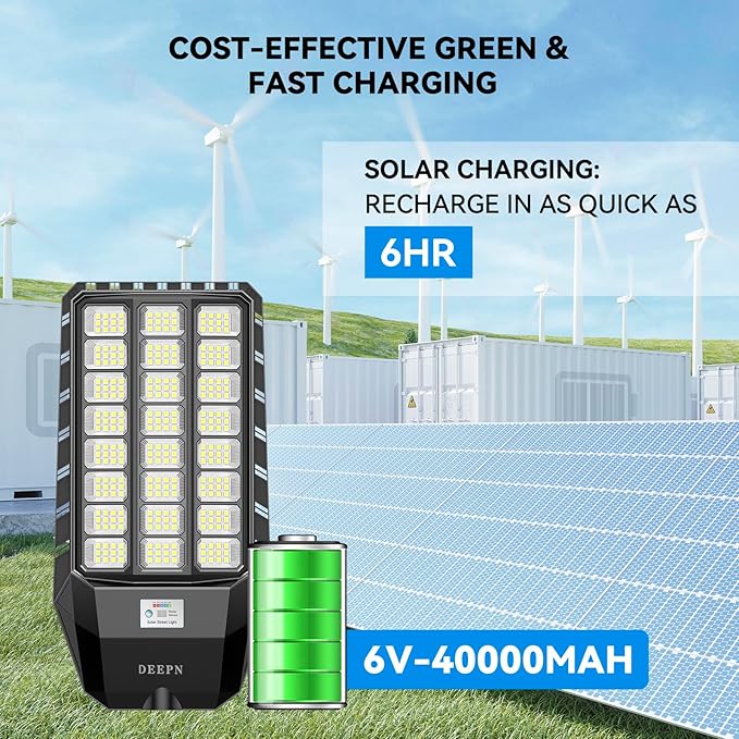 Deepn Solar Street Lights Outdoor 7000W Solar Parking Lot Lights 360000 Lumens Solar Lights Outdoor IP67 Waterproof Dusk to Dawn Motion Sensor Outdoor Lights for Yard with Remote Control