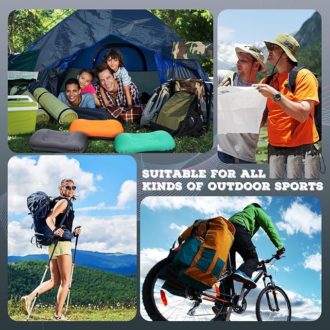 Yulejo 3 Pcs Inflatable Camping Travel Pillow Ultralight Portable Backpacking Pillow for Neck Lumbar Support Camp Hiking Sleeping 3 Colors