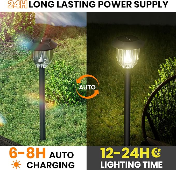 AOSEA Bright Solar Pathway Lights Outdoor 6 Pack LED Solar Path Lights for Outside IP65 Waterproof Landscape LightingGarden Decorative for YardPatioWalkwaySidewalkDrivewayLawn