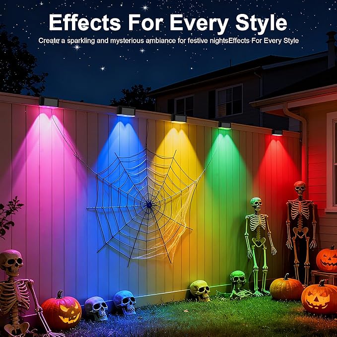 Outdoor Deck Lights 24 Lights Smart Fence Lights Compatible with Alexa &amp Google Home IP65 LED Patio Deck Lighting with Remote Fence Lighting Music Sync for Patio Yard Garden(157.2ft)