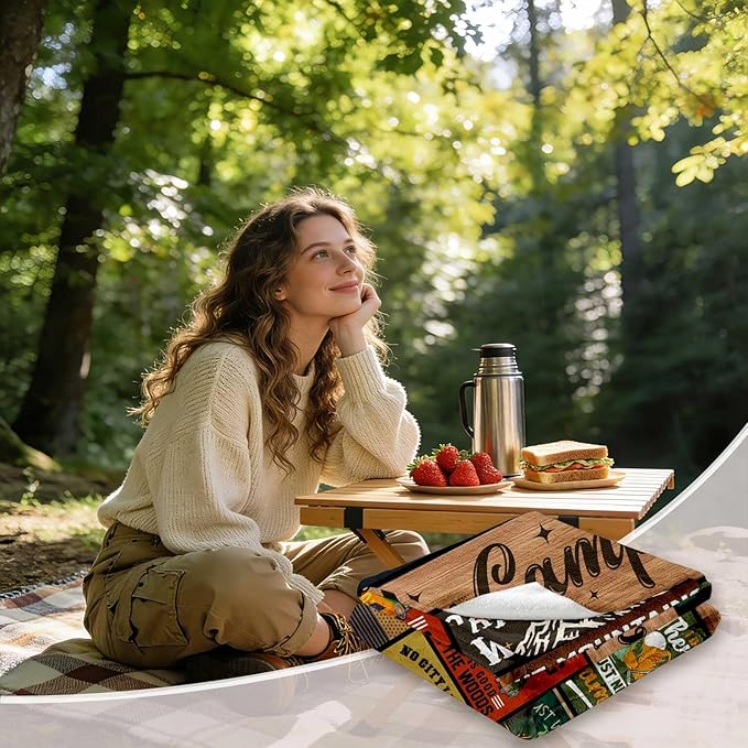 Cool Camping Gifts for Women Camping Blanket 60 X 50 Woman Camping' Gift Camper Decor Camp Blanket Camping' Stuff Camping's Decor for Camper Blankets Gifts for Camping Lover