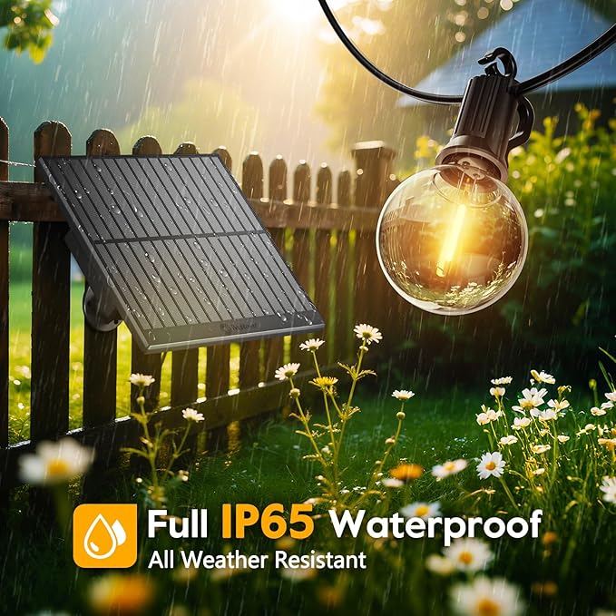 Minetom Solar Outdoor Lights - 208 FT Solar String Lights with 100 G40 Shatterproof Globe Bulbs Commercial Waterproof LED Bulbs for Outside Backyard Garden Decor