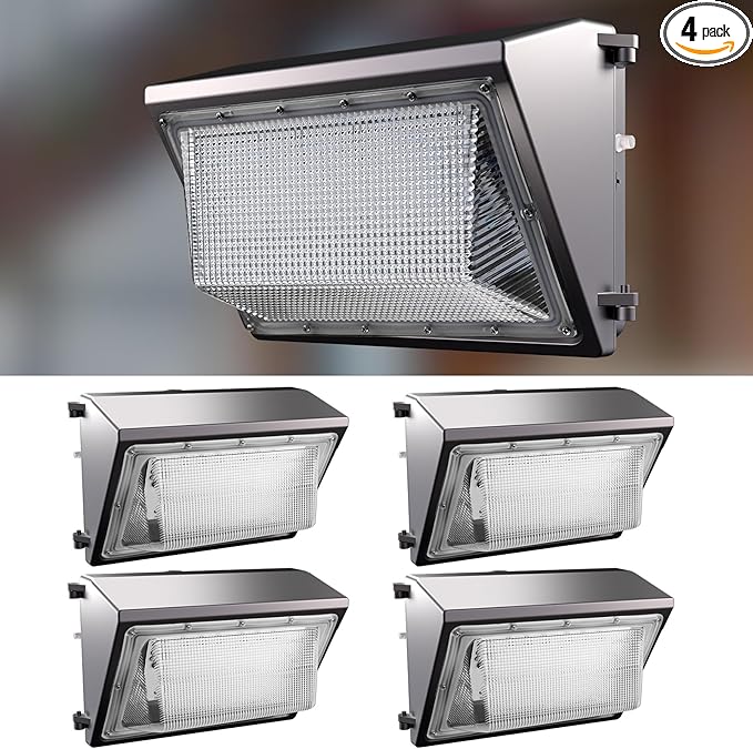 Lightdot 4Pack 200W LED Wall Pack Lights - 30000Lm(150Lm/W) Dusk-to-Dawn (100-277V) 5000K IP65 Outdoor Exterior Lighting Fixture for Warehouse/Parking Lots | 5-Yr Warranty ETL(Height:15~30ft)
