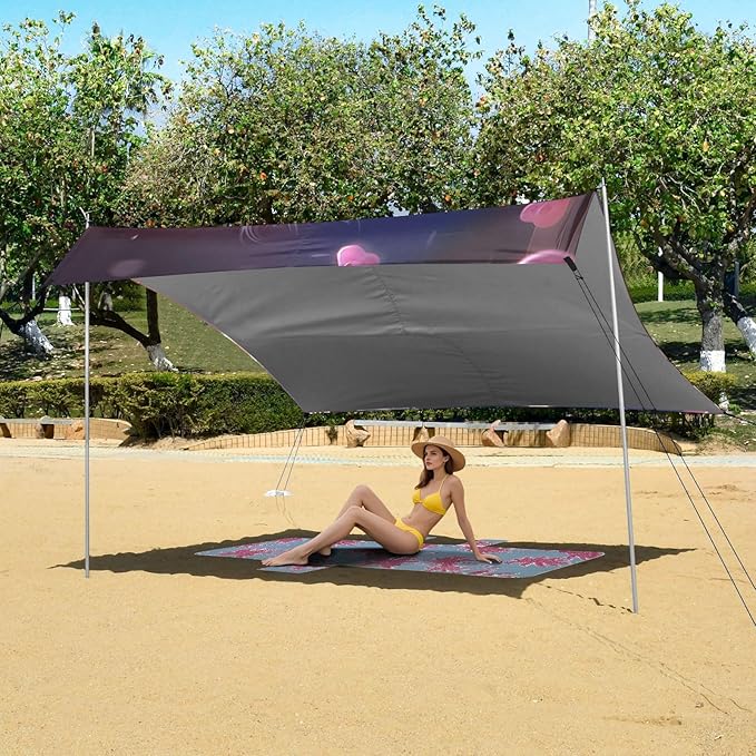 Cute CatCamping Sun Shelters 9.2 x 10.5 FT Beach Canopy Tent Sun Shade with Carrying Bag for Camping Trips Fishing Backyard Fun or Picnics 21340133