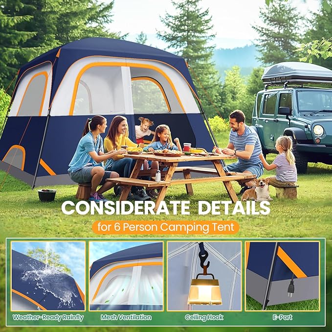 COBIZI Camping Tent 4 Person Easy Setup Waterproof Windproof Backpacking Tent with Removable Rainfly Lightweight Portable Outdoor Family Tents for Camping Travel Fishing Hiking Scouts (Green)