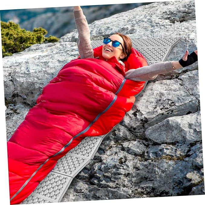 Egg Crate Folding Camping Mat Moisture Sleeping Pad Insulated Thermal Pad for Backpacking Outdoor Adventures Blue Membrane