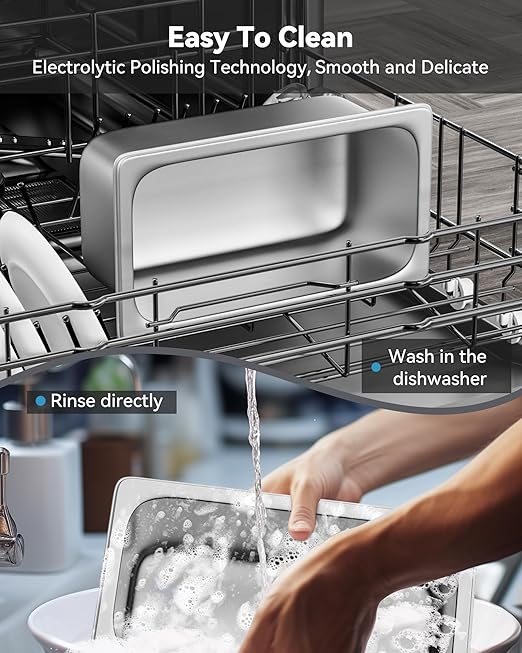 8 Pack Hotel Pans with Lids 1/3 Size 6 Deep Stainless Steel Steam Table Pan 22 Gauge Anti Jam Commercial Food Pans for Hotel Party Buffet Catering Supplies