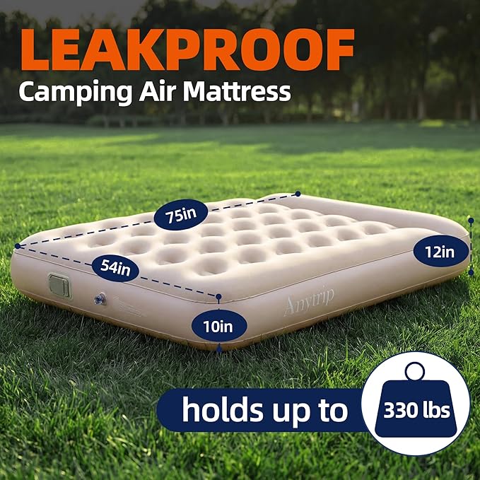 Air Mattress Full with Built-in PumpPortable Inflatable Blow Up Mattress Plus PillowWaterproof Self Inflating Air Bed Guest Bed for Home Camping Hiking Travel Outdoors