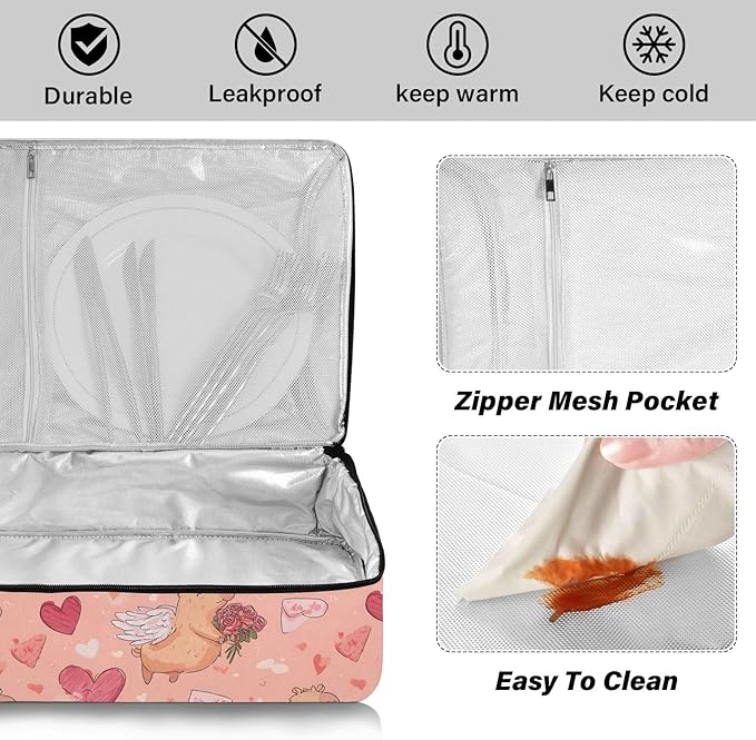 Casserole Carrier Seamless Pattern Cute CapybarasInsulated Casserole Carrier for Hot or Cold Food Thermal Lunch Tote for Potluck Parties Picnic Beach Fits 9 x 13 Inches Baking Dish
