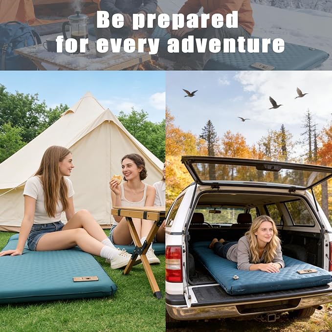 Self Inflating Sleeping Pad for Camping with Electric Pump 3.15 Ultra-Thick Memory Foam Mattress with Built-in Pillow 4-Season Portable Camping MattressMust-Have Gear for TravelTent &amp Car Cam