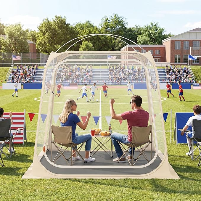 Goplus All Weather Pod Sports Tent for 2-4 People 7 x 7 FT Easy Setup Clear Bubble Tent with Floor Mat Camping Sun Shelter Outdoor Screen House with Carrying Bag (7 x 7 x 6.4 ft（2-4 People）)