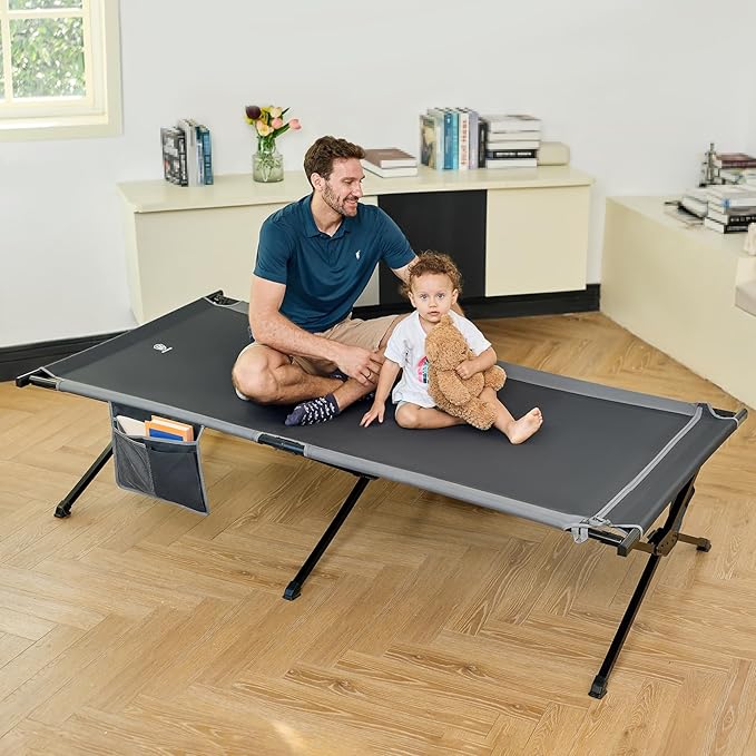 EVER ADVANCED Extra Wide Camping Cot for Adults Oversized XXL Sleeping Cots Folding Cot Bed with Carry Bag 84.3 L x 41.9 W Support to 550 lbs