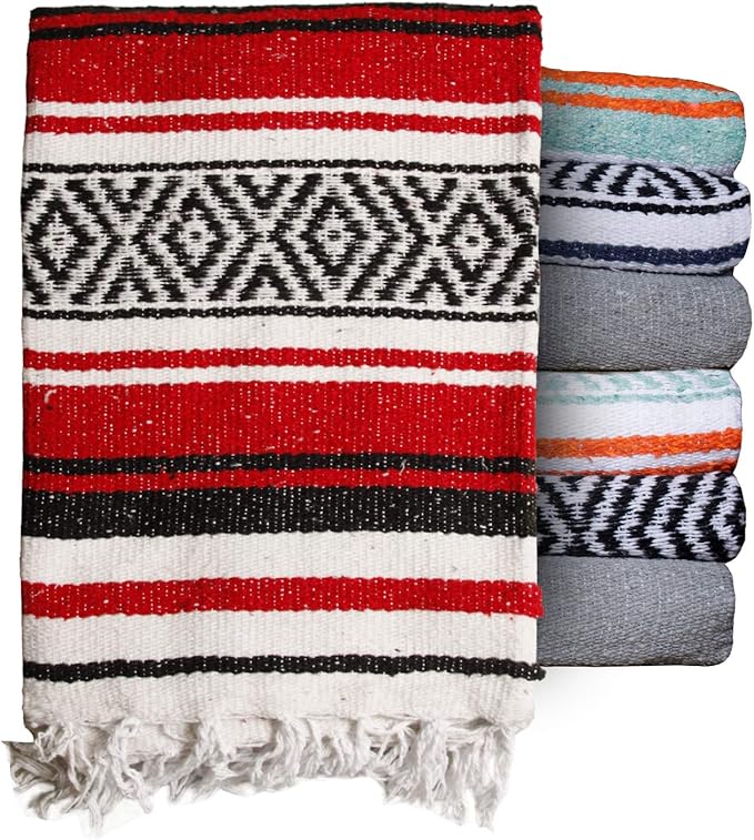 $averPak BodyForge Authentic Mexican Falsa Yoga Blanket (Red/Black/White)