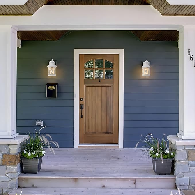 Outdoor Wall Lights with Dusk to Dawn Exterior Wall Lanterns Lighting Fixtures Porch Sconces Bronze Wall Mount Outdoor Lights with Photocell for Patio Yard Front Porch Garage 2-Pack
