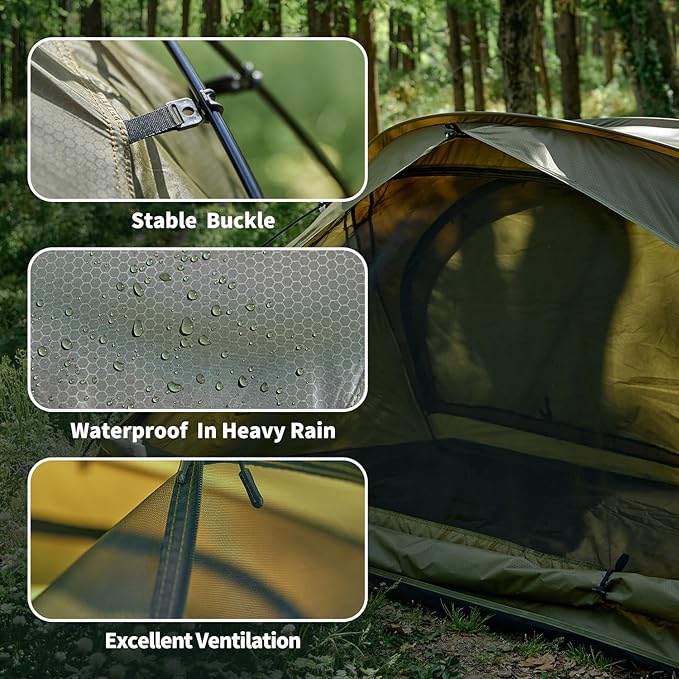Camping Tent 1 to 2 Person Backpacking Tent Waterproof &amp Windproof Ultralight Instant Tent for Camping Hiking OutdoorLightweight for Adults Kids Scouts Easy Setup