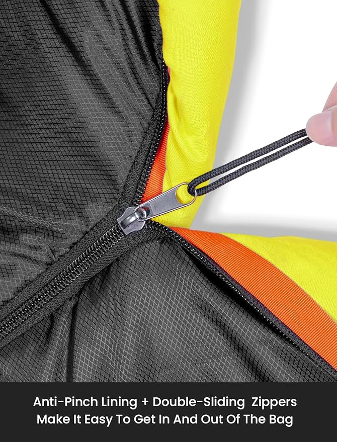 KAMPKEEPER Mummy Sleeping Bag Cold Weather Camping Sleeping Bag 32℉ 3-4 Seasons Adults Sleeping Bag Non-Snag Zipper with Adjustable Hood for Backpacking Hiking
