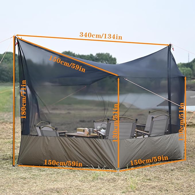 Onewind Camping Tarp Mosquito Net Hammock Screen House Tarp Mosquito Net Camping Lightweight Bugnet for Tarp 360 Degree Protection for Patio Backyard Hiking Backpacking OD Green