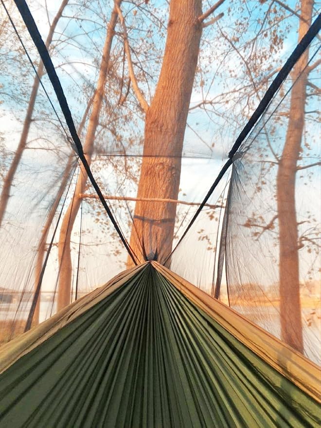 Sunyear Camping Hammock Portable Single &amp Double Hammock with Net 2 Person Hammock Tent with 2 * 10ft Straps Best for Outdoor Hiking Survival Travel