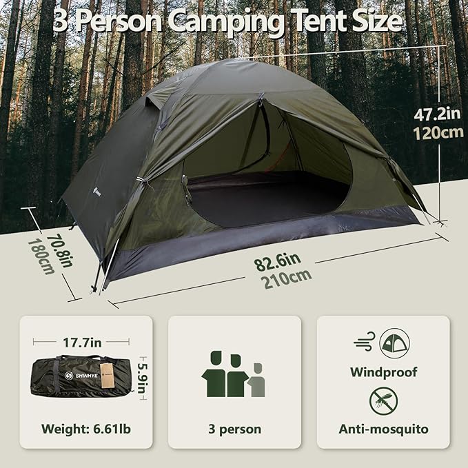 Ultralight 2/3/4 Person Backpacking Tent - Waterproof 2 Doors Easy Setup