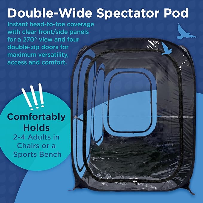 WeatherPod® The Original Shark Tank Side-by-Side™ 2-4 Person Pop-Up Pod - Stay Warm Dry and Out of The Sun - Weather Pod for Sports Rain or Wind - Simple to Set Up and Tear Down