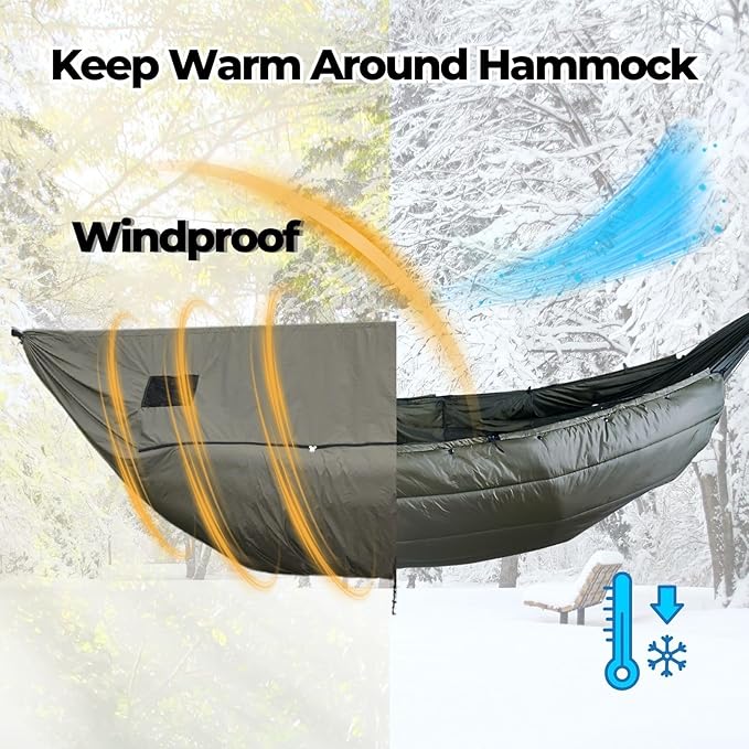 Onewind Premium Hammock Wind Sock Hammock end Wind Block Lightweight and Wind-Resistant Underquilt Protector for Winter and Cold Weather Protection Backpacking Camouflage