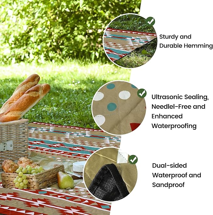 Dimatic Cute Picnic Blankets 78x78 Extra Large Beach Blankets Waterproof Sand Proof Foldable Portable for Outdoor Family Camping