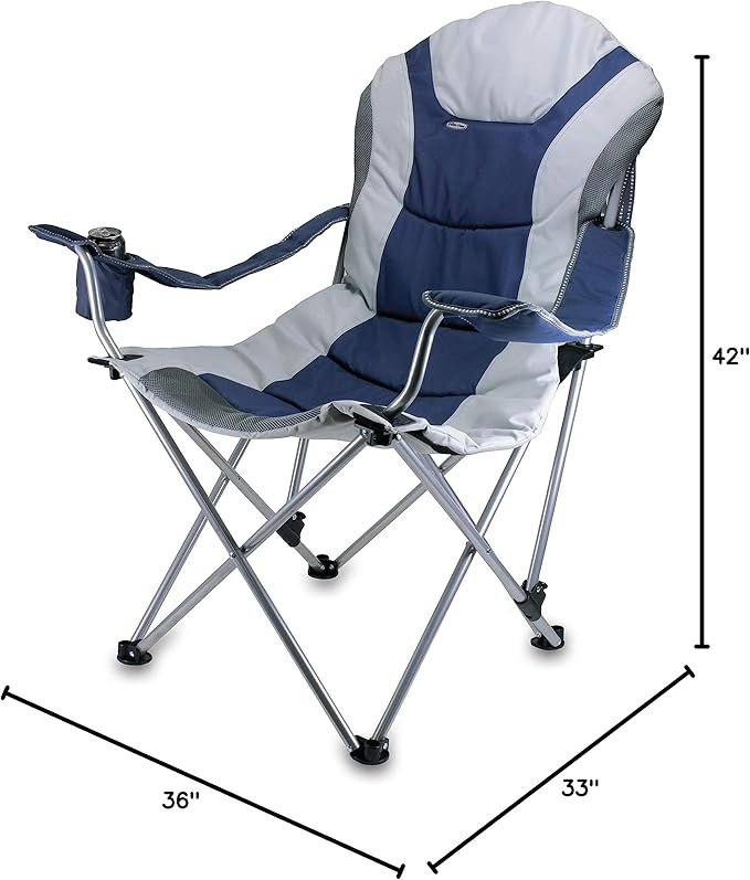 Picnic TIME Reclining Camp Chair Beach Chair for Adults Sports Chair with Carry Bag
