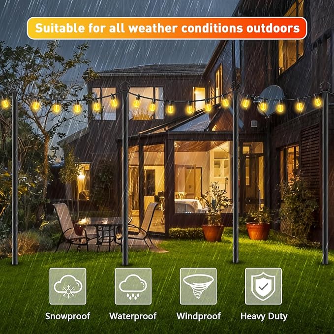 LETIANPAI 8 Pack String Light Poles10 FT Metal Poles with Fork for Outdoor String LightsOutdoor Light Poles with ForkPoles/Post/Stand for Outside