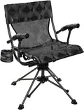 REDCAMP 360° Swivel Hunting Chairs for Ground Blinds Portable Folding Camping Chairs for Adults Hunting Seats with Hard Arms for Fishing Camping Black