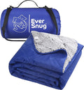 EverSnug Sherpa Waterproof Camping Blanket - Extra Thick and Warm Large Sherpa Fleece Outdoor Blanket for Camping Picnics Beaches Stadiums Pets - Washable and Windproof for Cold Weather (Blue)