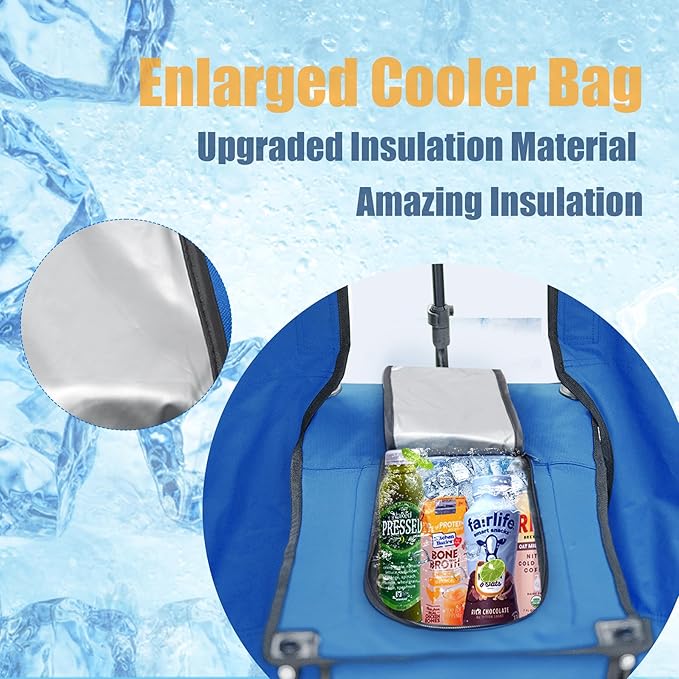 Double Beach Chair with Canopy Shade Heavy Duty Camping Chairs with Cup Holder Folding Loveseat for Outside Lawn