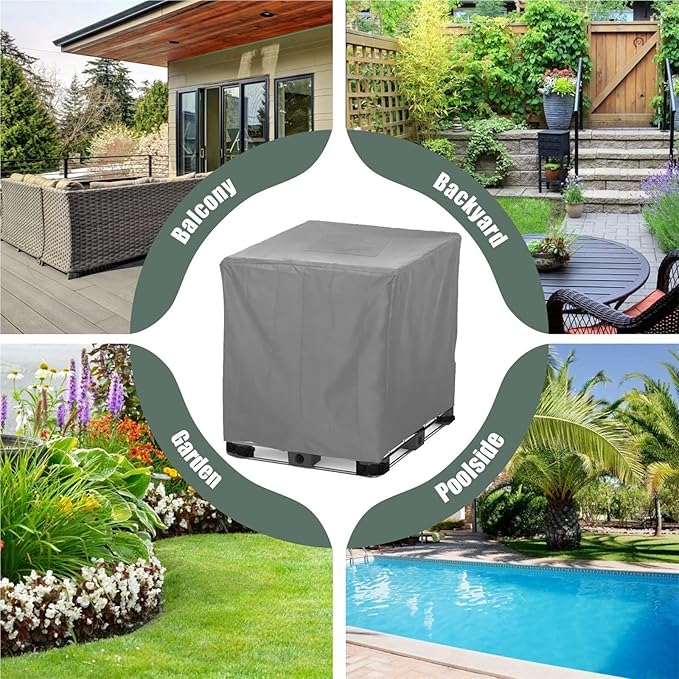 275-330 Gallon IBC Tote Cover IBC Tote Lid Heavy Duty Waterproof IBC Tote Lid Rain Barrel Cover Water Tank Cover Water Tote Cover IBC Cover(Gray550 Gallon)